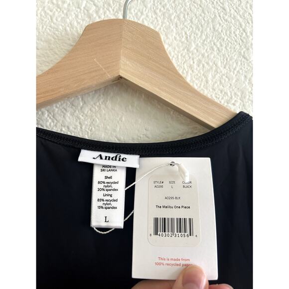 Andie Swim Eco Nylon The Malibu One Piece in Black L NWT - Picture 5 of 6